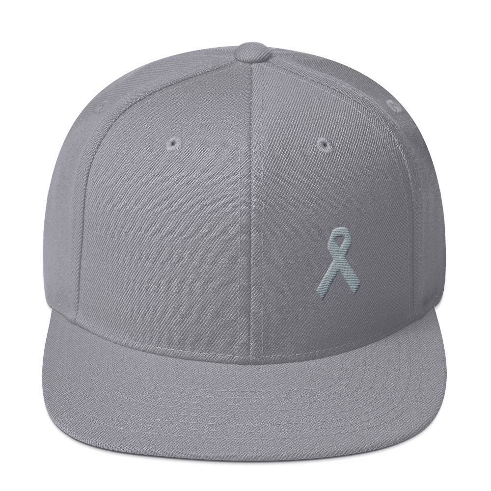Gorra Snapback de ala plana de concienciación sobre el Parkinson y tumores cerebrales con cinta gris