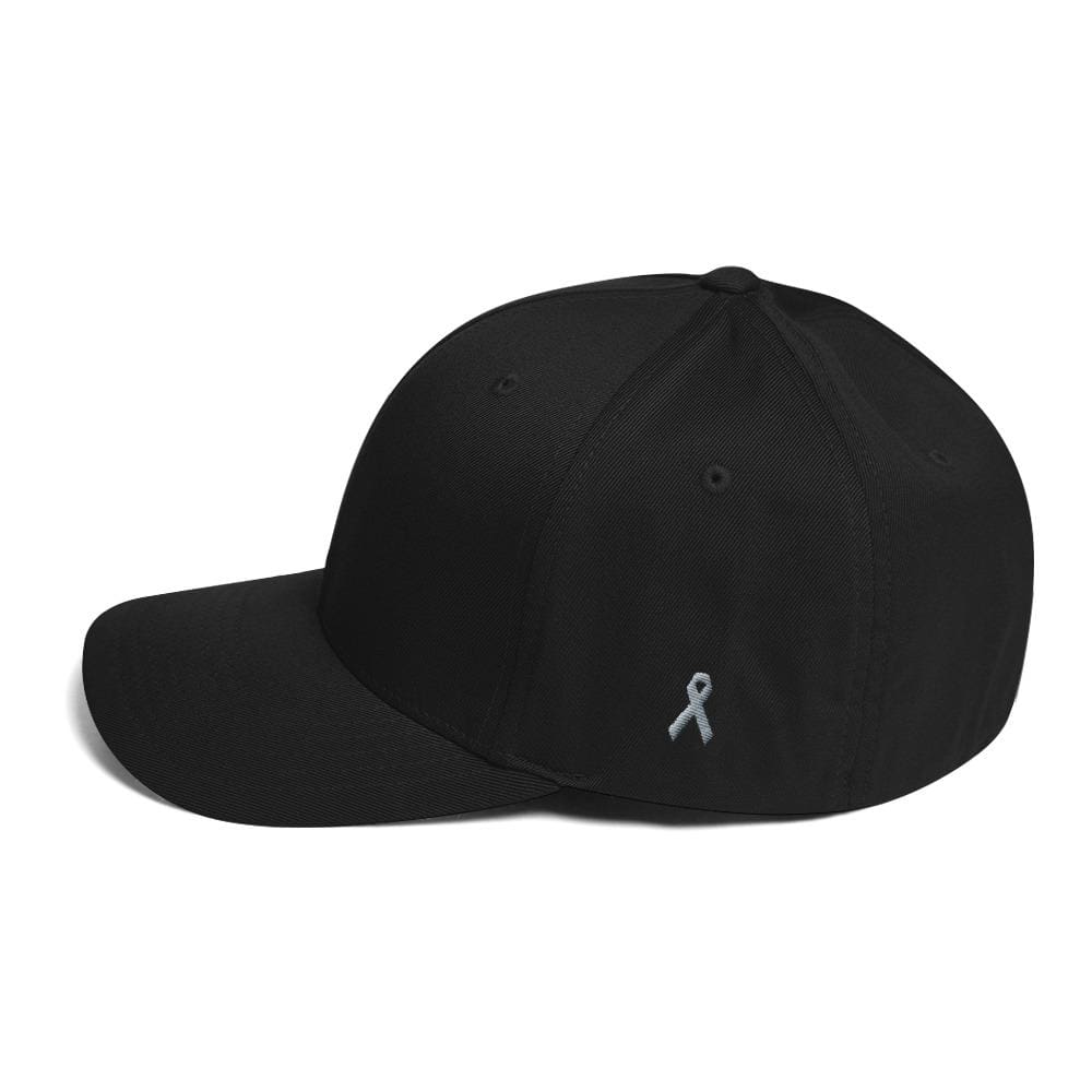Parkinson's Awareness & Brain Tumor Awareness Twill Fitted Hat with Grey Ribbon on the Side