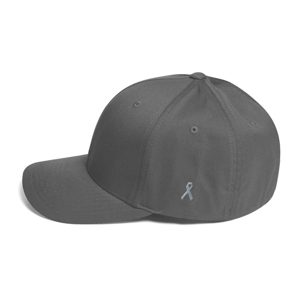 Parkinson's Awareness & Brain Tumor Awareness Twill Fitted Hat with Grey Ribbon on the Side