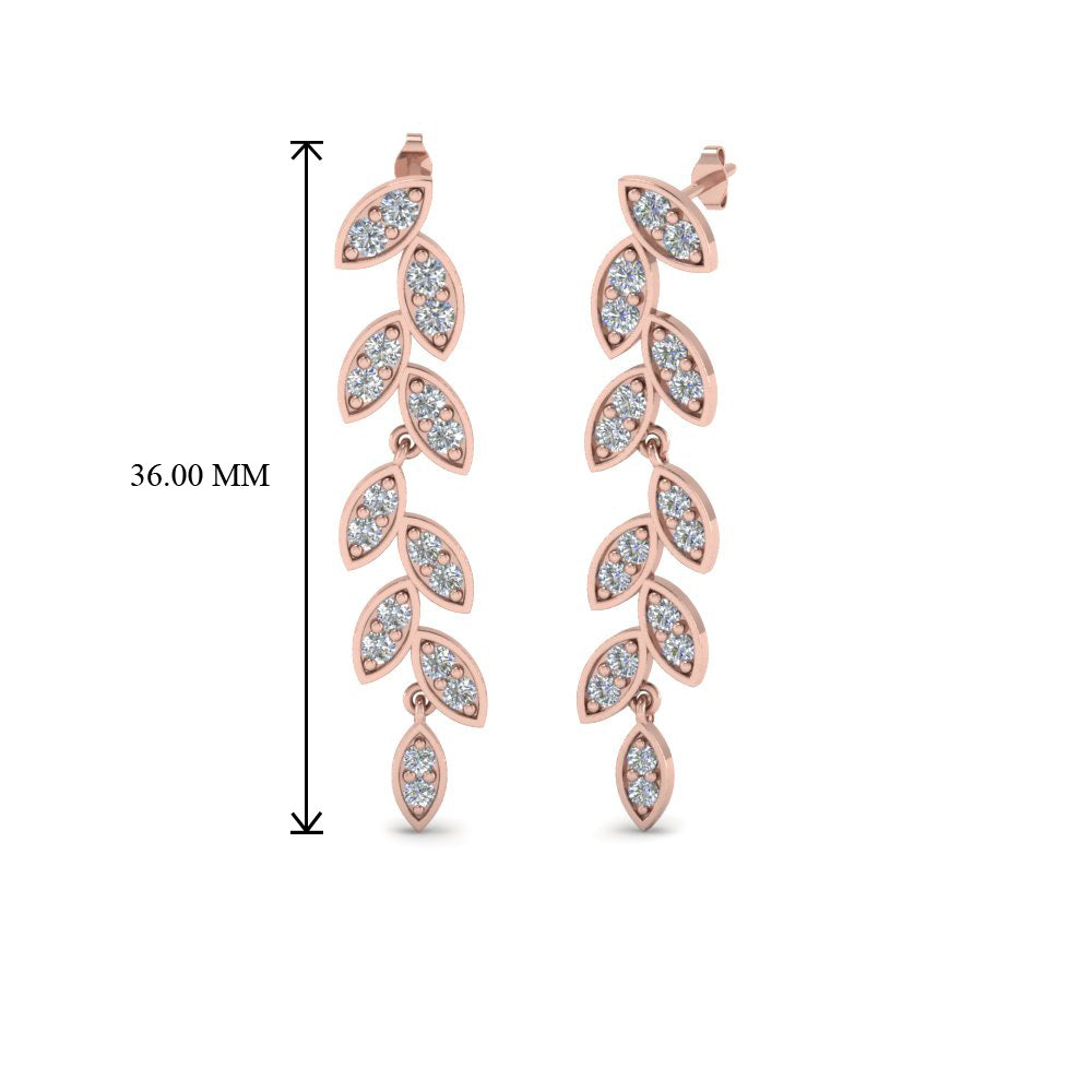 Pave Diamond Leaf Drop Earring
