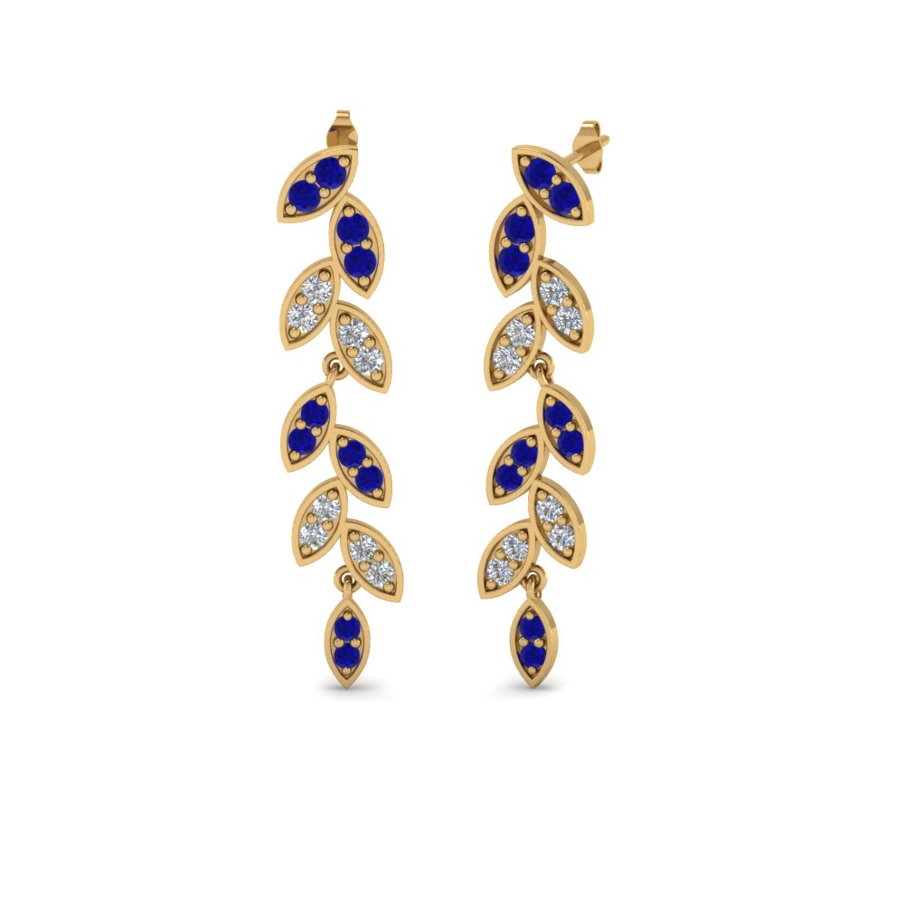 Pave Diamond Leaf Drop Earring