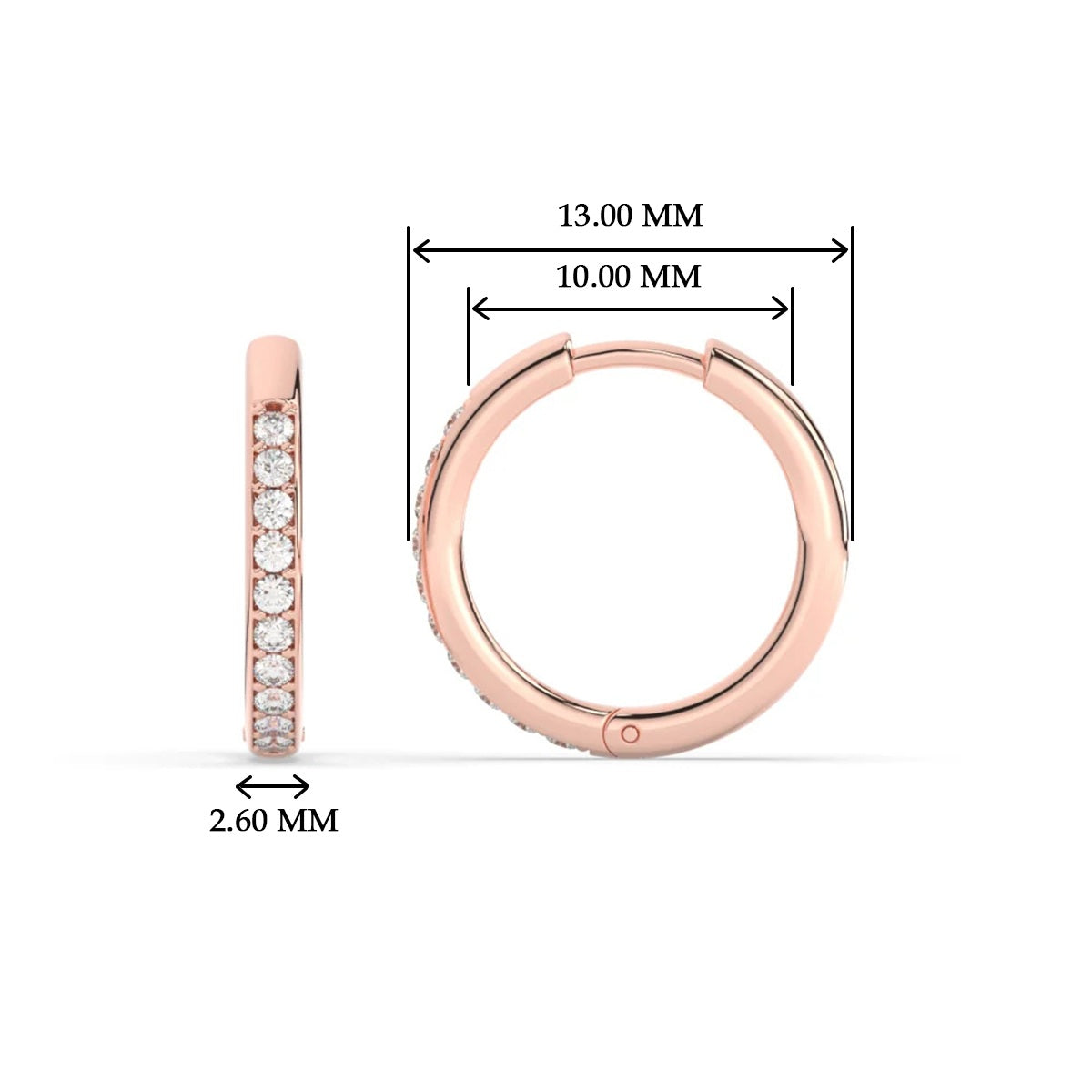 Pave Set Round Diamond Hinged Hoop Earrings