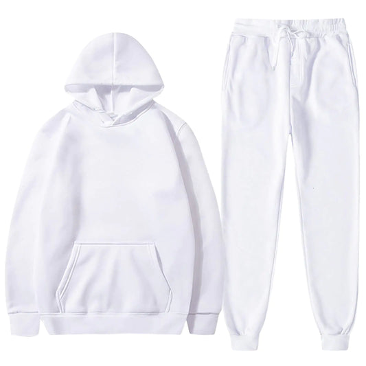 sumensumen Sudadera y pantalones de chándal para mujer, conjunto deportivo informal, sudadera con capucha y bolsillos, pantalones de chándal deportivos para mujer, 04 Blanco XL