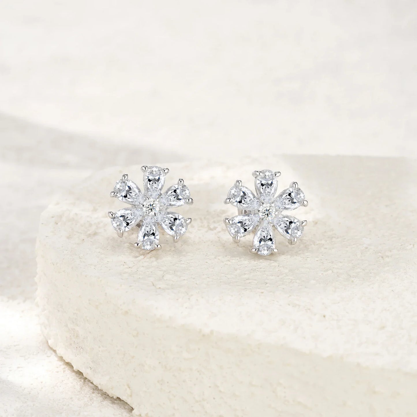 Pear Cut Cluster Moissanite Stud Earrings 3x5mm S925 Silver 18K Gold Plated