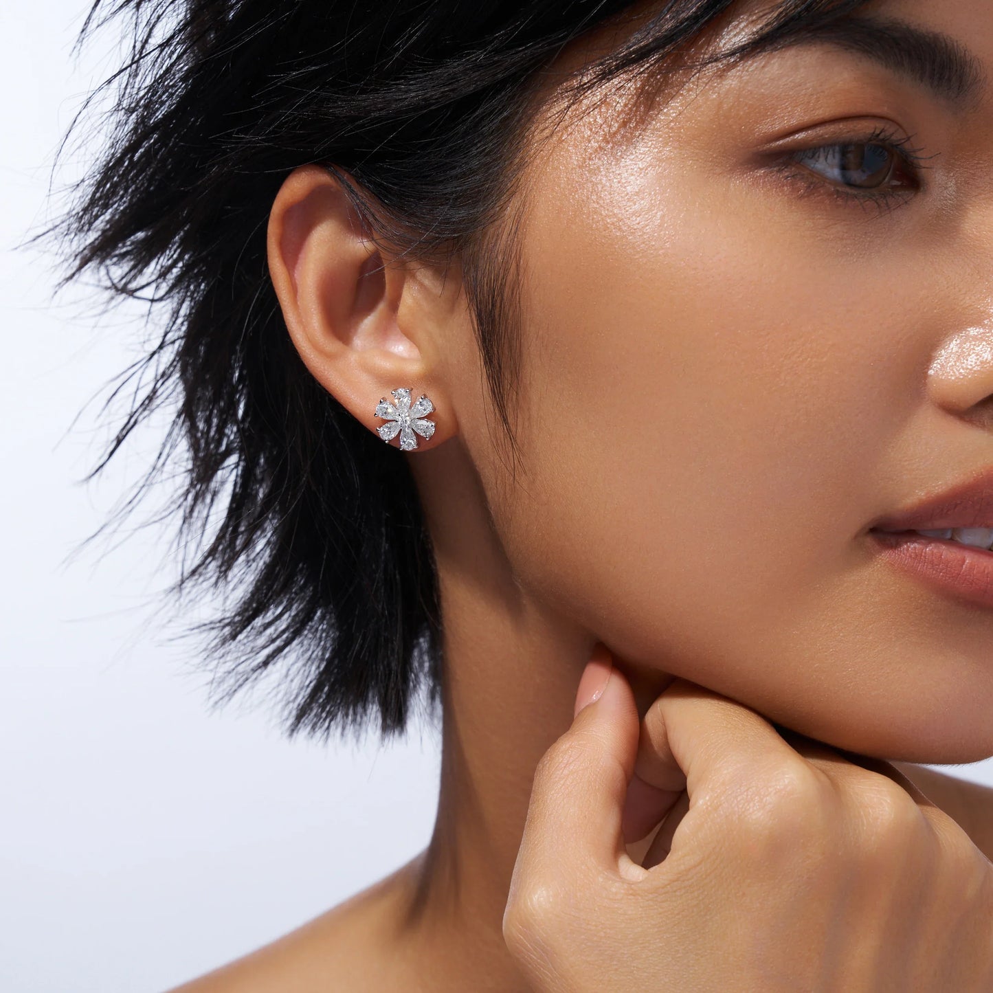 Pear Cut Cluster Moissanite Stud Earrings 3x5mm S925 Silver 18K Gold Plated