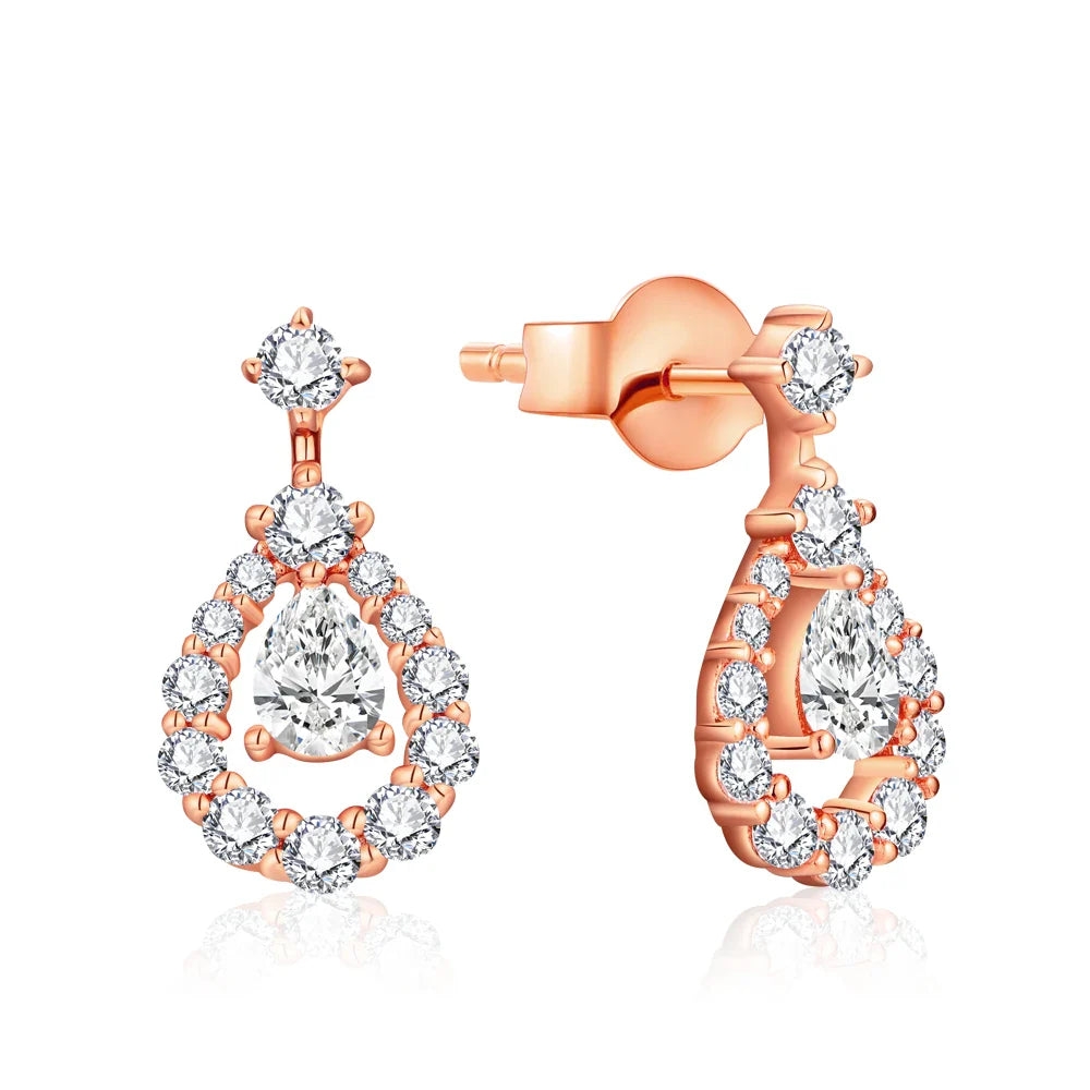 Pear Cut 4x3mm Moissanite Stud Earrings 925 Sterling Silver Bridal Sparkle