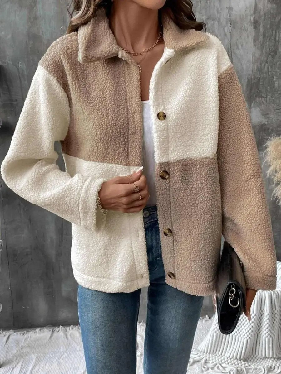 Women's Casual Jacket Women's Jacket - Color Block - Casual Long Sleeve