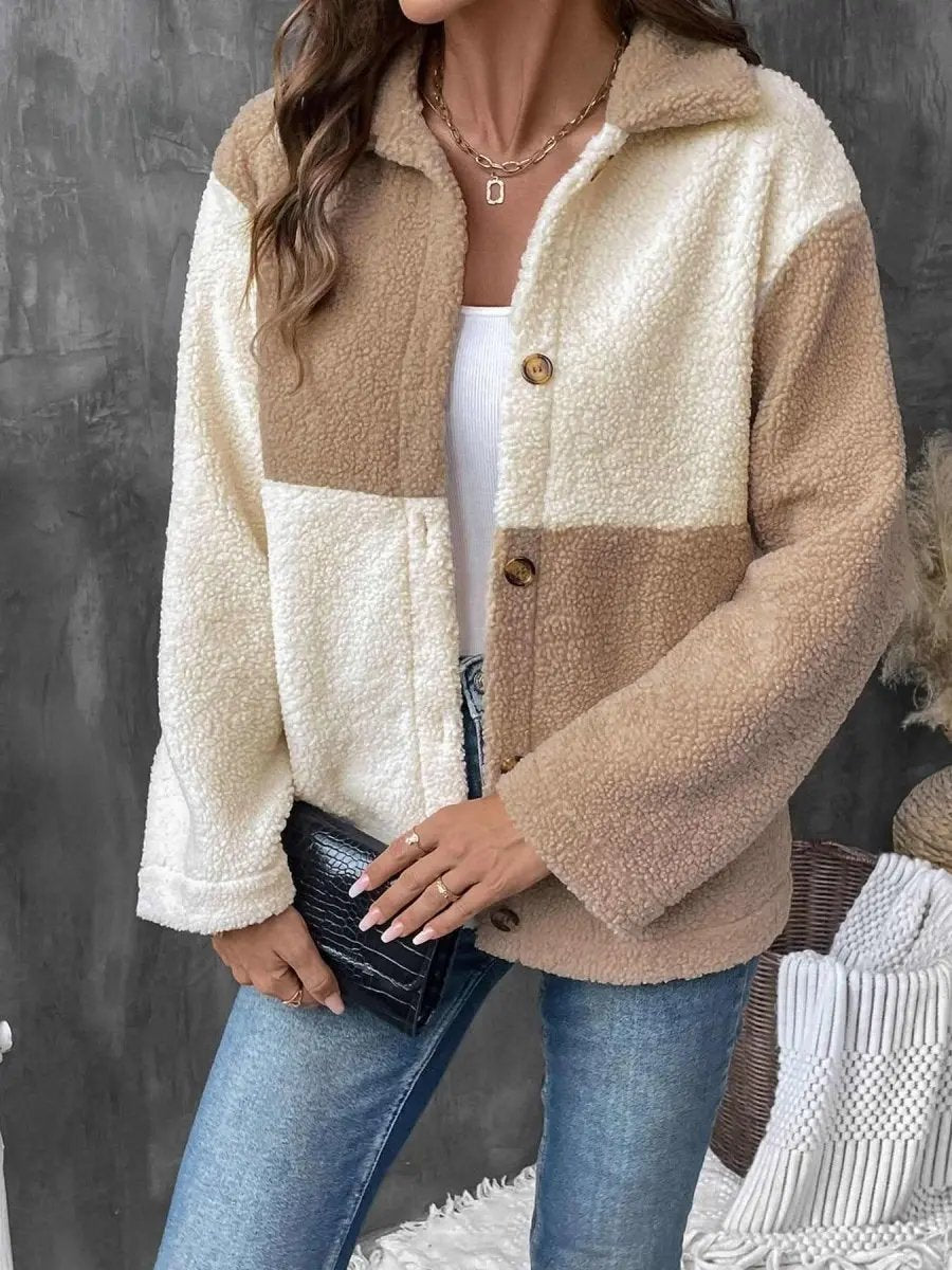 Women's Casual Jacket Women's Jacket - Color Block - Casual Long Sleeve