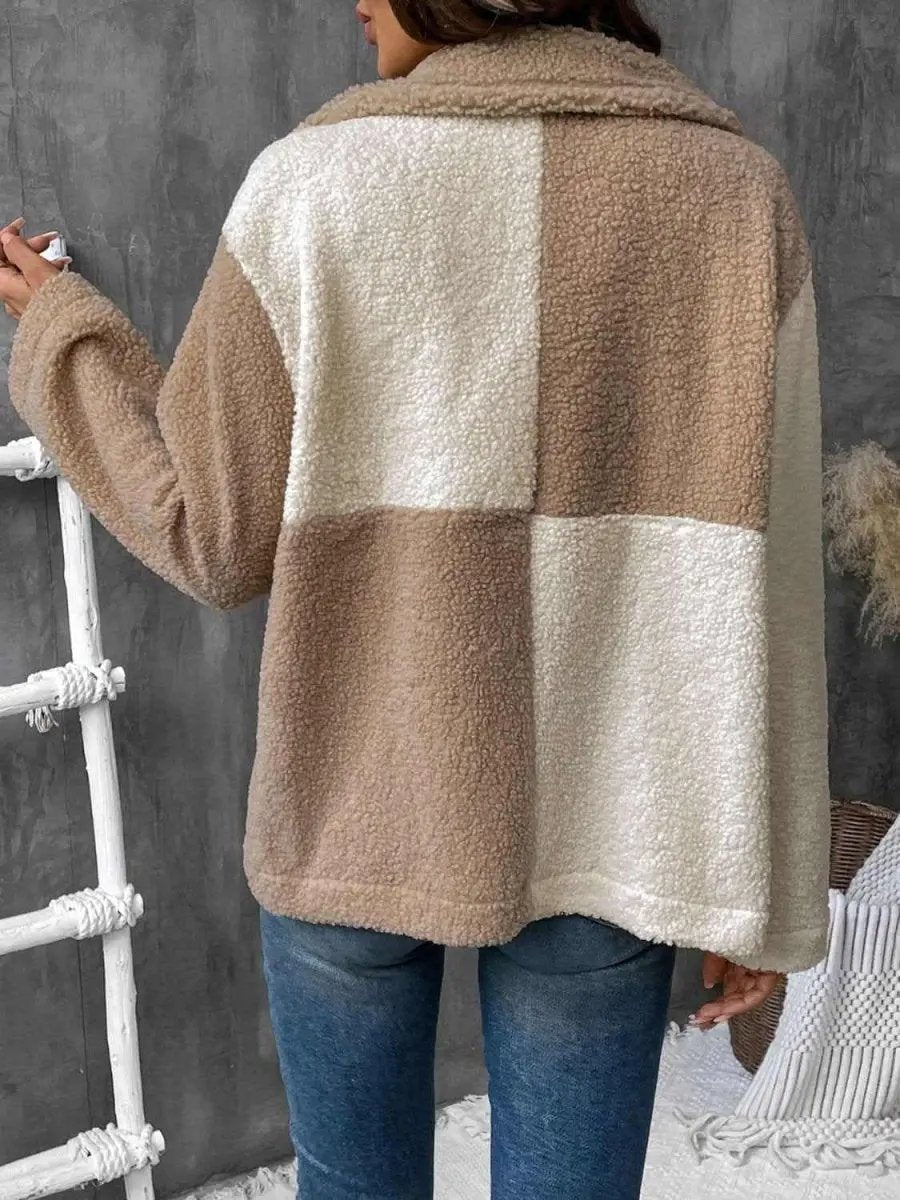 Women's Casual Jacket Women's Jacket - Color Block - Casual Long Sleeve