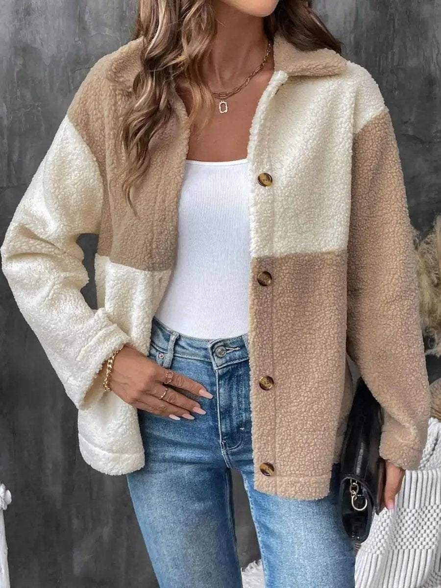 Women's Casual Jacket Women's Jacket - Color Block - Casual Long Sleeve