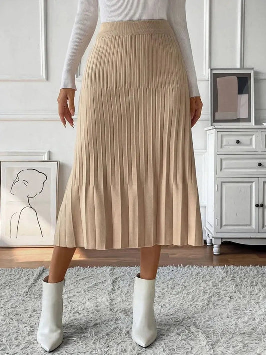 Falda Midi para Mujer Falda Midi Plisada - Estilo de Punto de Suéter Cómodo