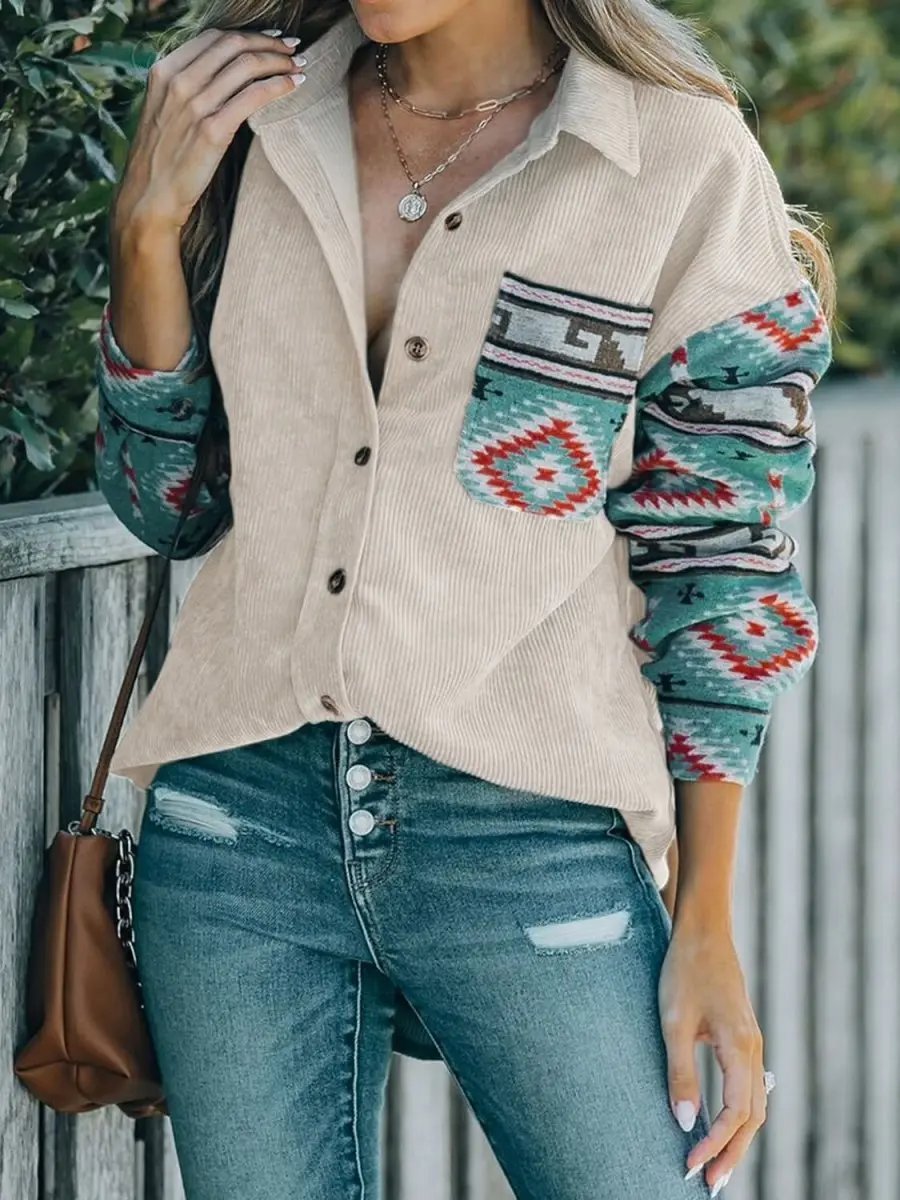 Geometric Shacket with Pockets | Trendsi Soft Casual