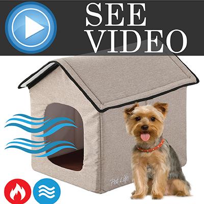 Casa inteligente plegable para mascotas Pet Life 'Hush Puppy' con calefacción y refrigeración electrónica