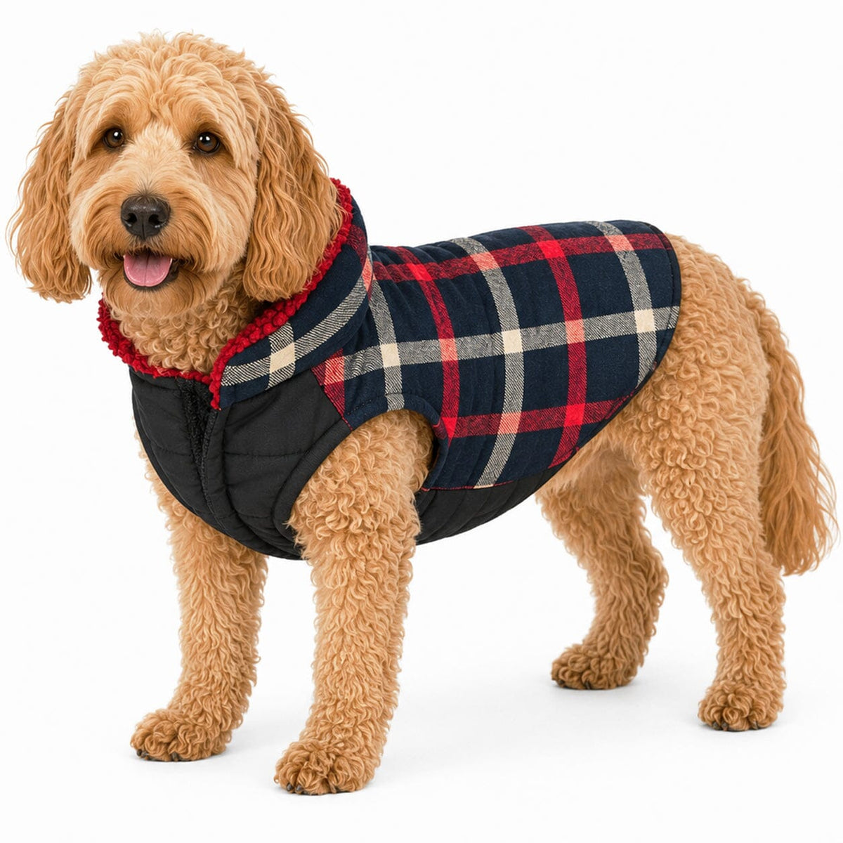 Chaqueta de perro Pet Life® 'Allegiance' de moda clásica a cuadros con aislamiento