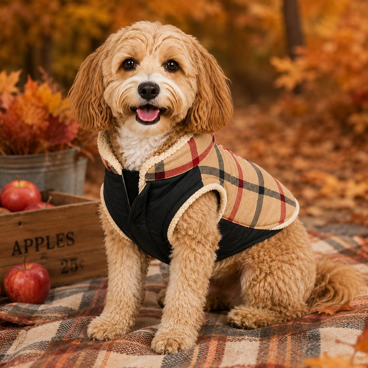 Chaqueta de perro Pet Life® 'Allegiance' de moda clásica a cuadros con aislamiento
