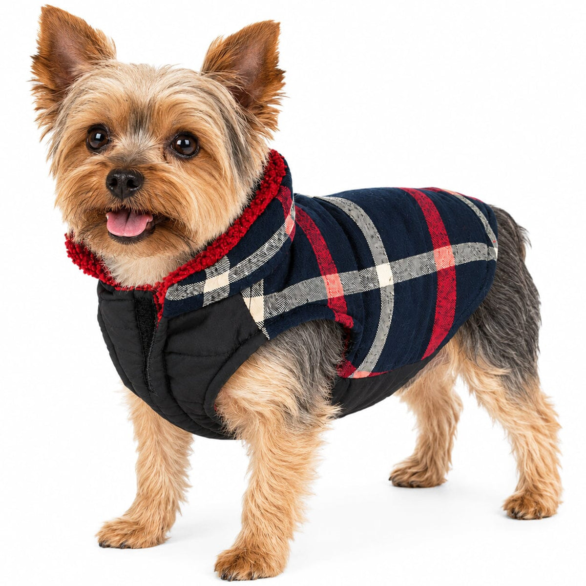 Chaqueta de perro Pet Life® 'Allegiance' de moda clásica a cuadros con aislamiento