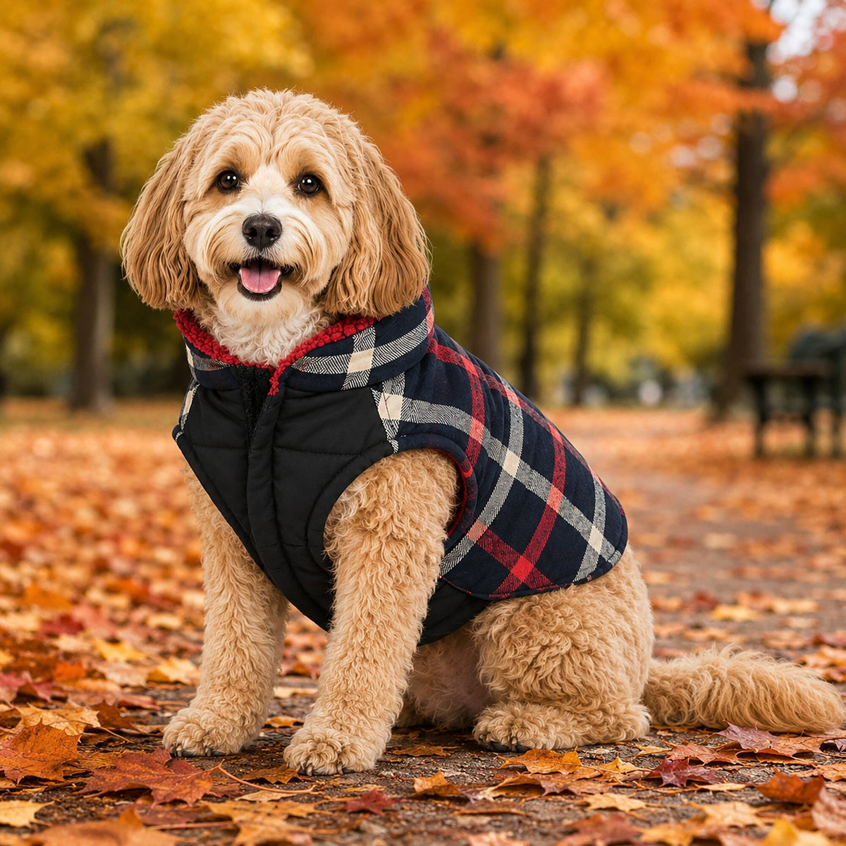 Chaqueta de perro Pet Life® 'Allegiance' de moda clásica a cuadros con aislamiento