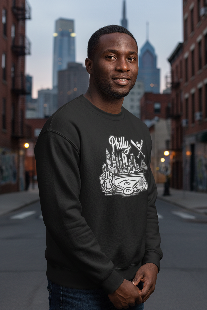Philly Skyline Baseball Sweatshirt | Philadelphia City Pride Unisex