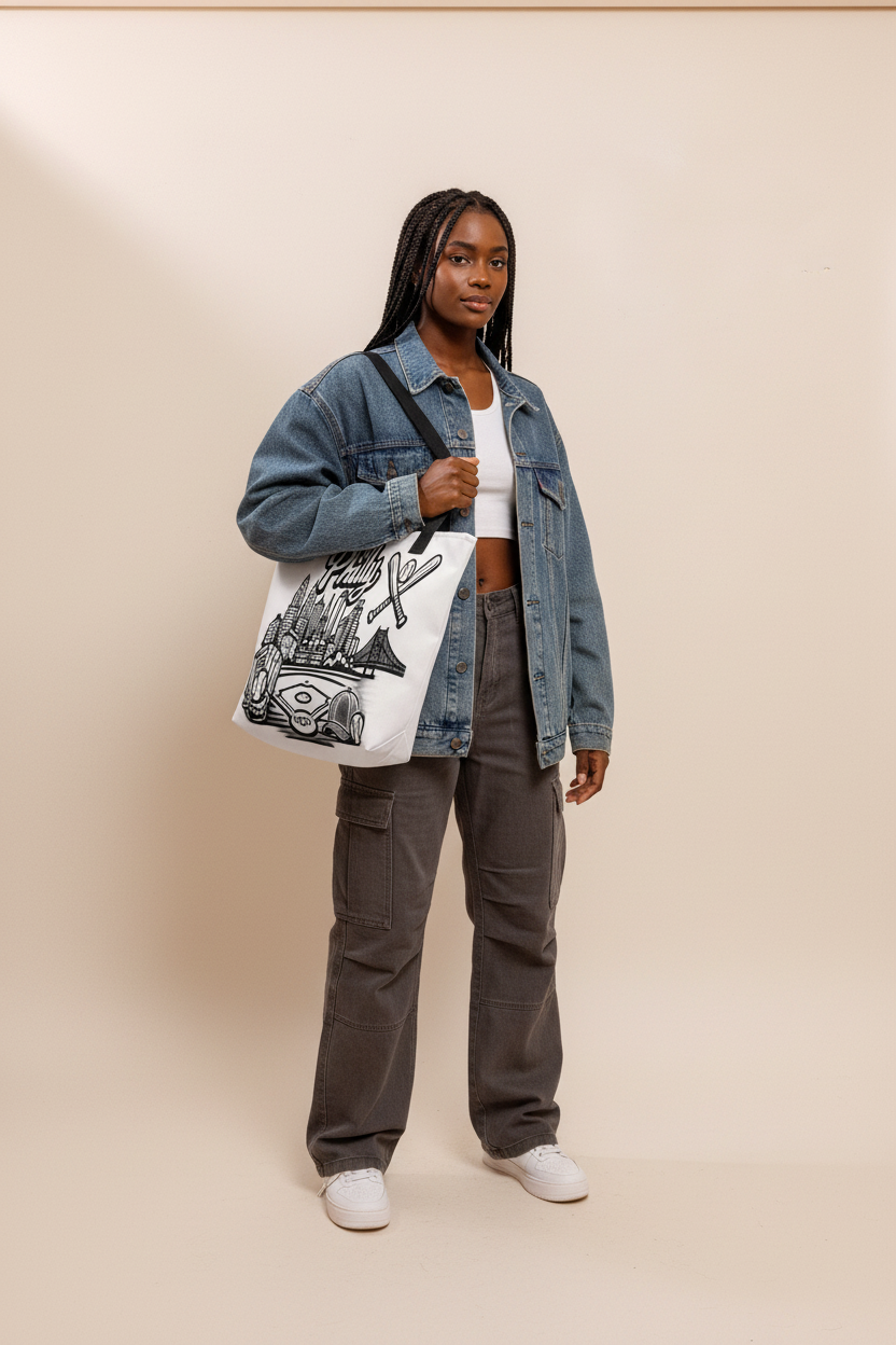 Philly Skyline Baseball Tote Bag | Philadelphia City Pride Design