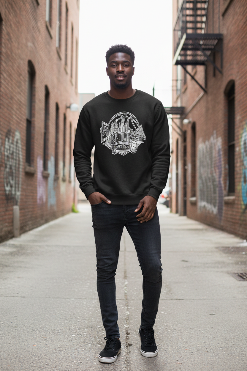 Philly Skyline Basketball Sweatshirt | Philadelphia City Pride Unisex