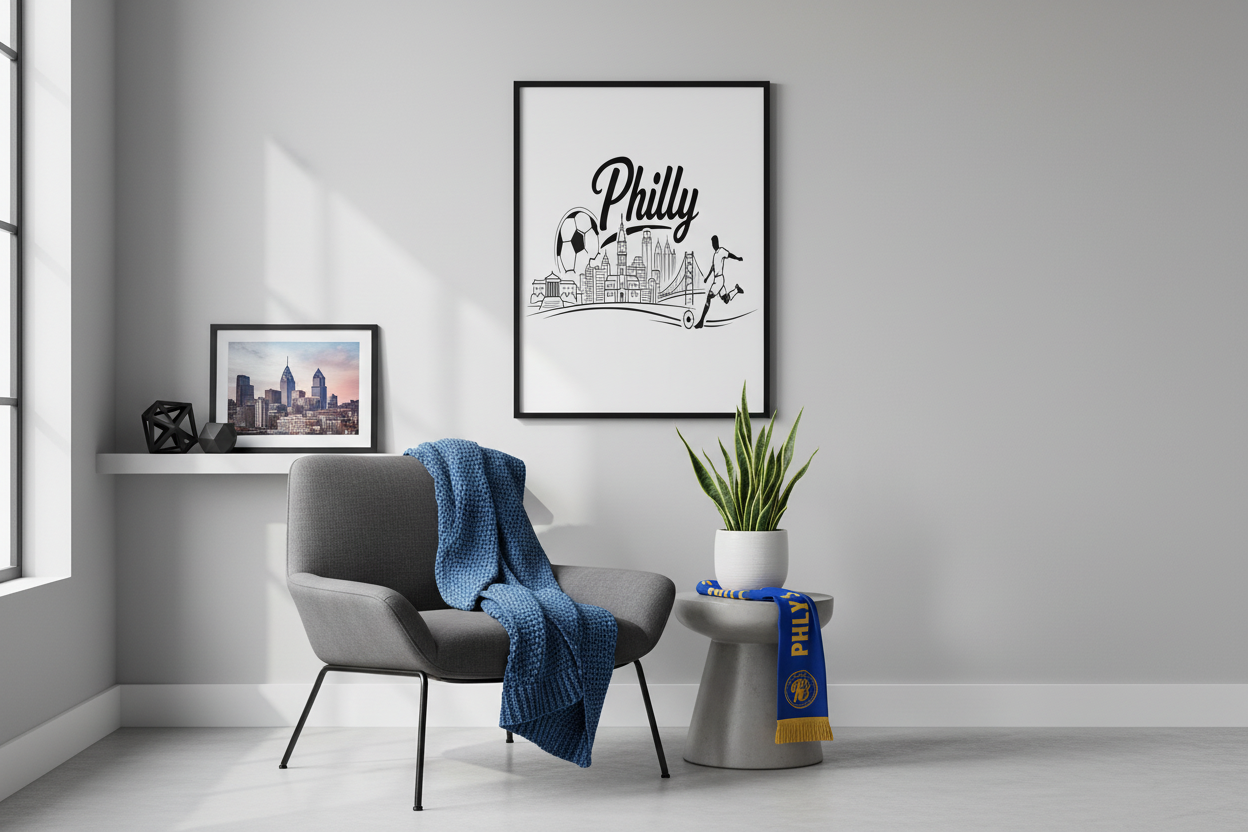 Philly Skyline Soccer Poster | Philadelphia City Pride Wall Art