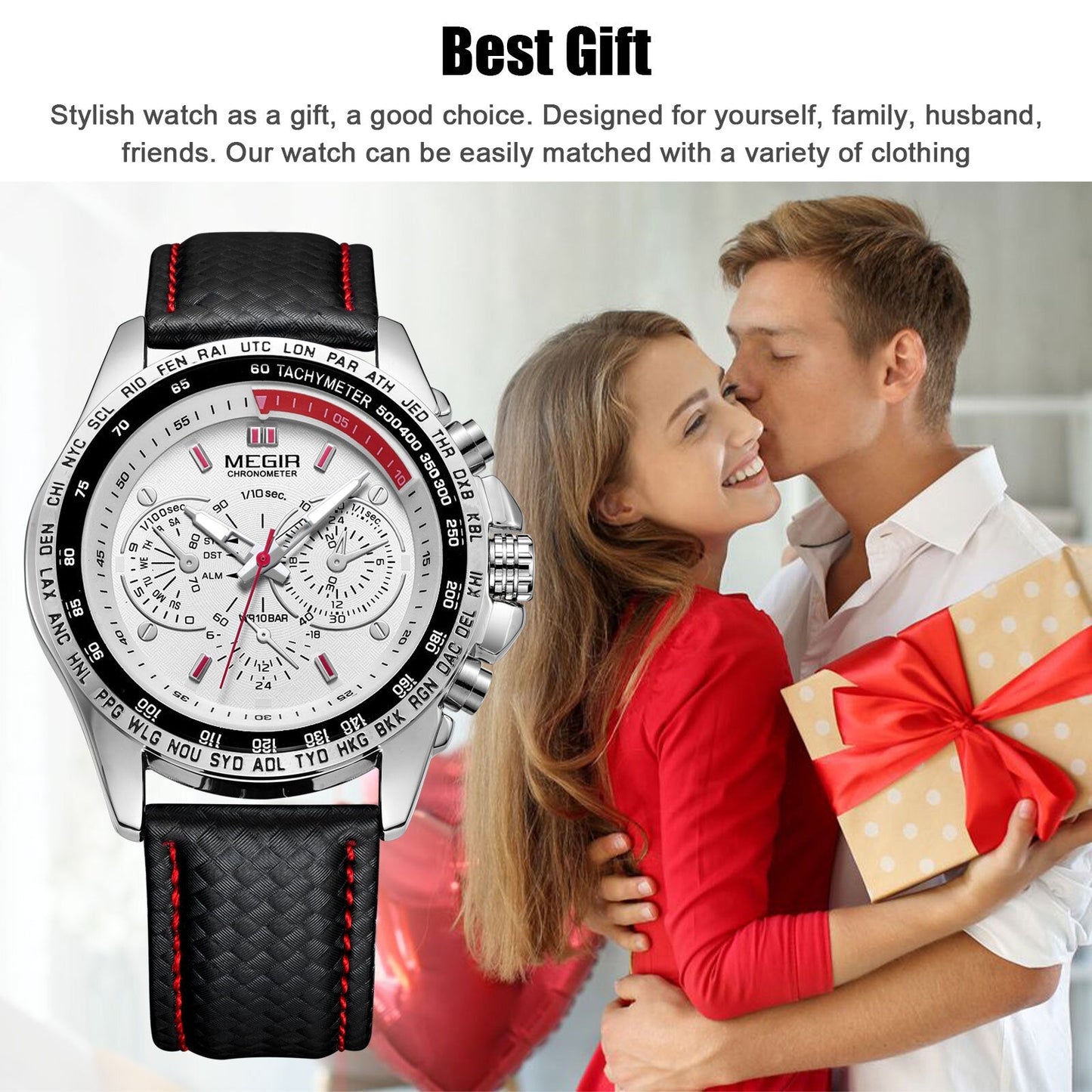 Waterproof Durable MEGIR Men's Stainless Steel Analog Sports Quartz Wrist Watch