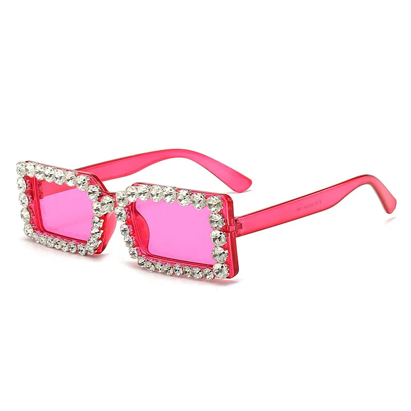Retro Fashion Diamond Embedded Square Frame Sunglasses