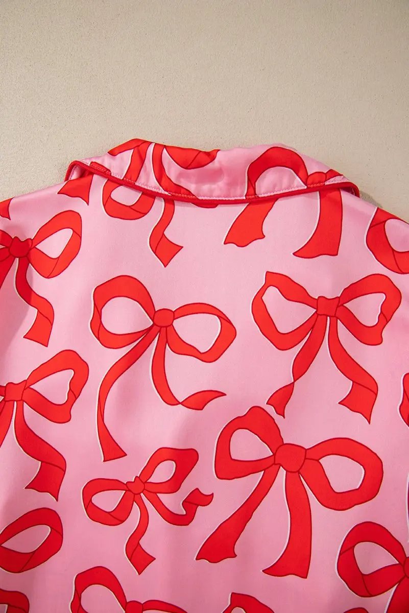 Pants Love Salve Pink Bow Pajama Set Women's Loungewear Southern Belle Style Long Sleeve Sleepwear