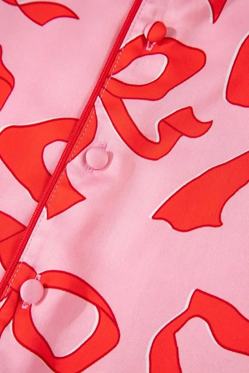 Pants Love Salve Pink Bow Pajama Set Women's Loungewear Southern Belle Style Long Sleeve Sleepwear