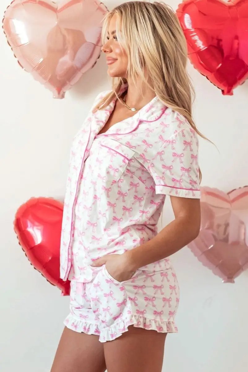 Women's Pink Bowknot Pajama Set | Love Salve