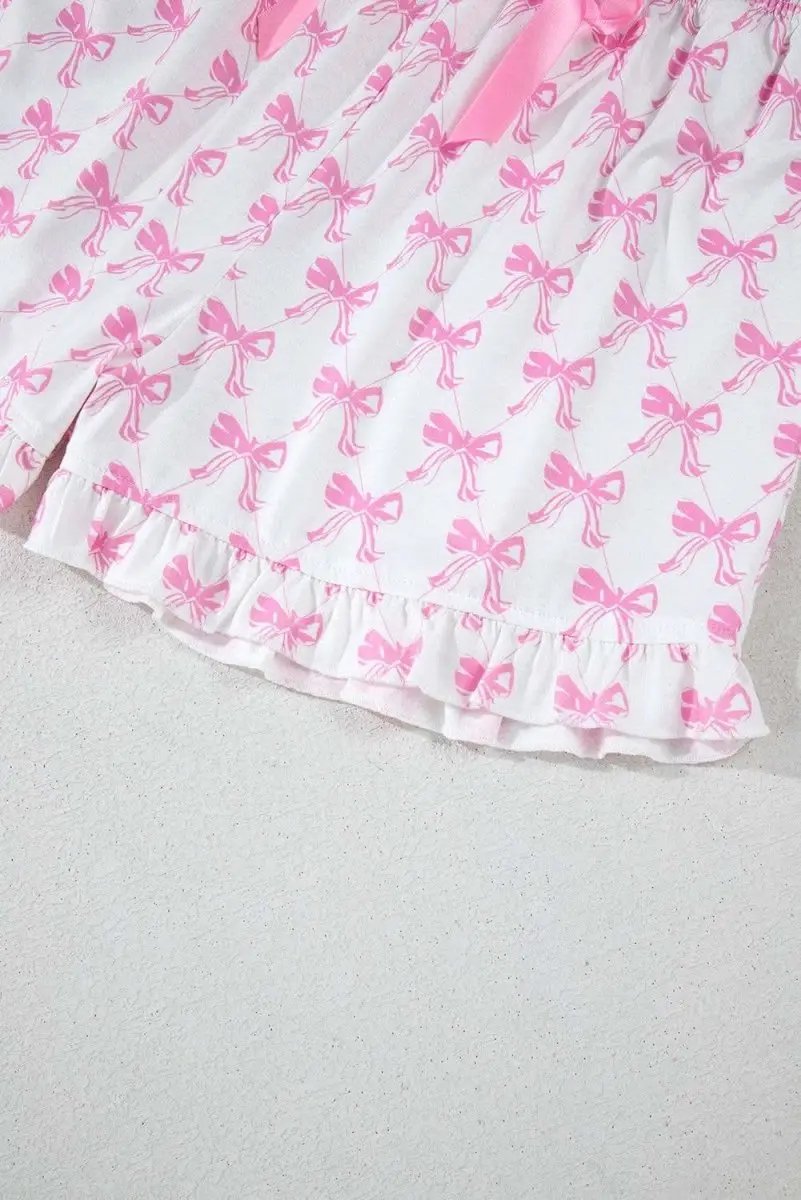 Loungewear & Sleepwear/Sleepwear Love Salve Pink Bowknot Pajama Set Women's Valentine's Sleepwear - Ruffled, Comfortable