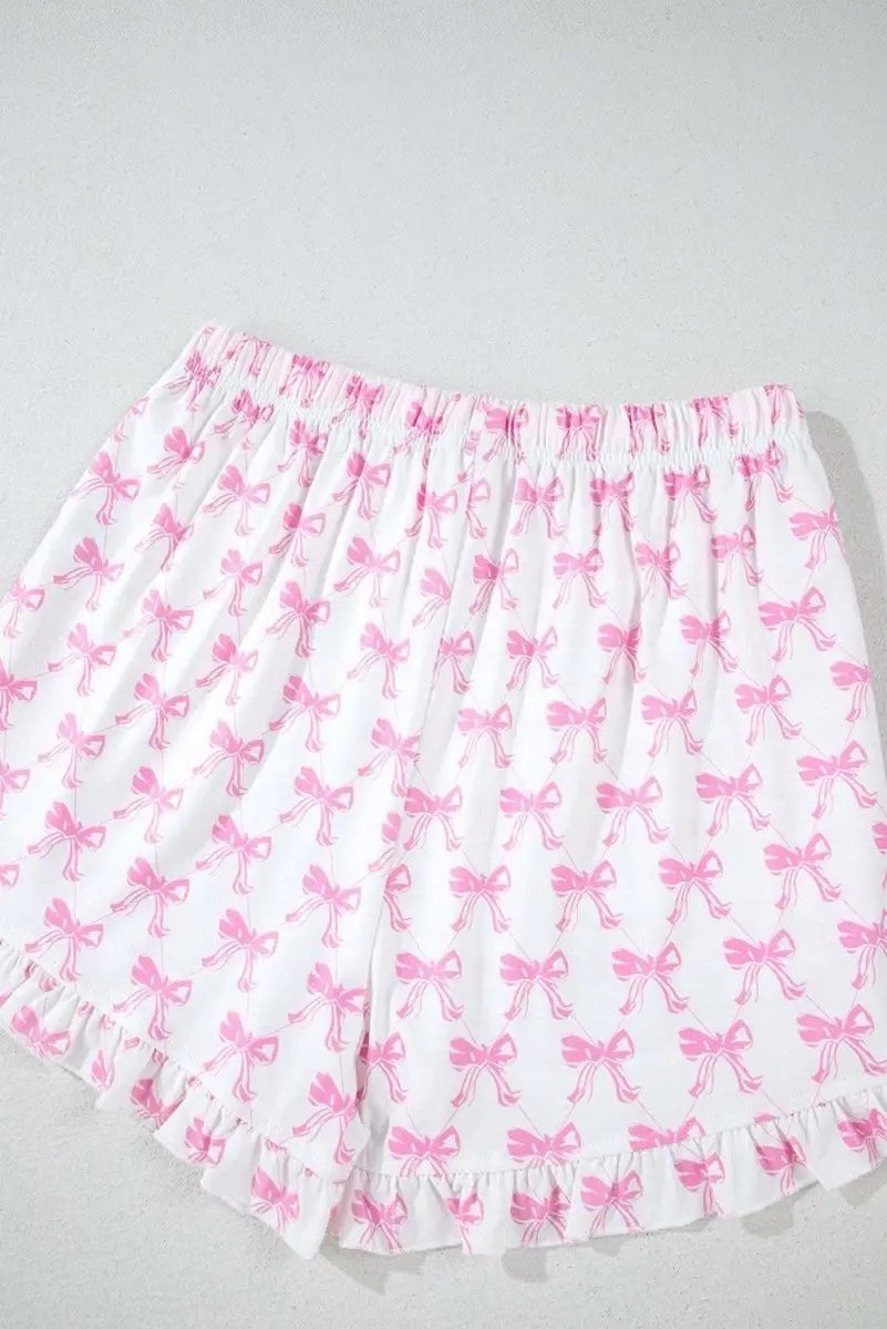 Loungewear & Sleepwear/Sleepwear Love Salve Pink Bowknot Pajama Set Women's Valentine's Sleepwear - Ruffled, Comfortable