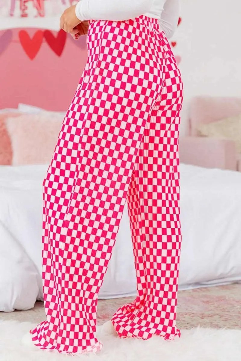 Pants Love Salve Pink Checkered Pajama Set Women's Loungewear Sleepwear Soft & Comfy