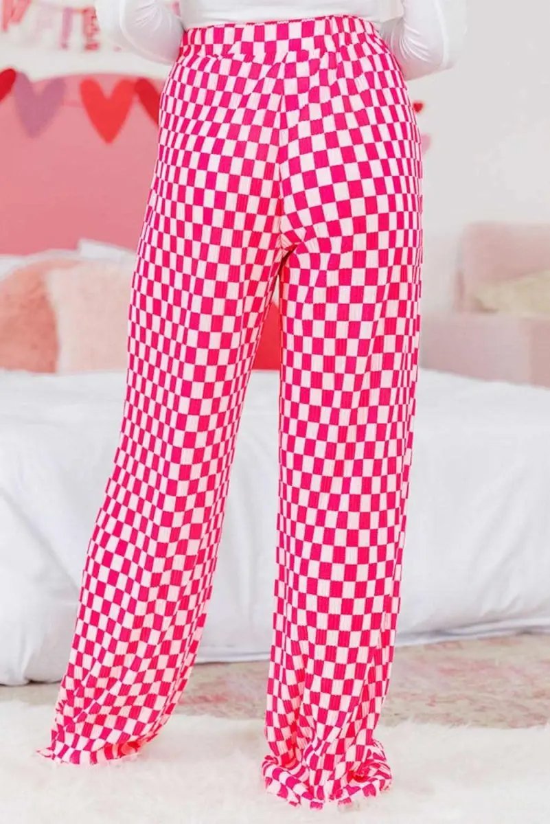 Pants Love Salve Pink Checkered Pajama Set Women's Loungewear Sleepwear Soft & Comfy
