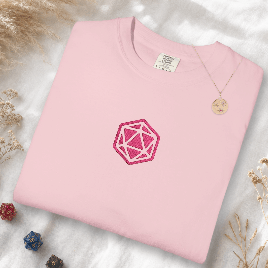 Pink D20 Embroidery T-Shirt - Comfort Colors