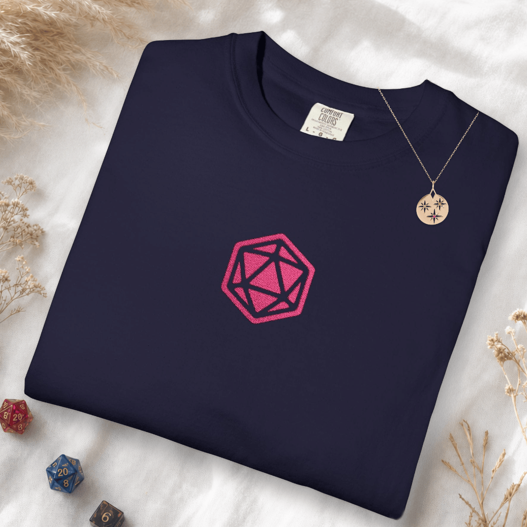 Pink D20 Embroidery T-Shirt - Comfort Colors