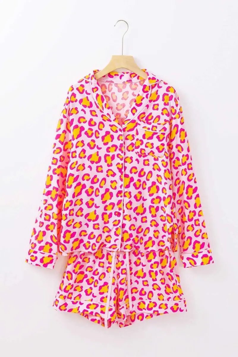 Pants Love Salve Pink Leopard Loungewear Women's Pajama Set Comfy Sleepwear