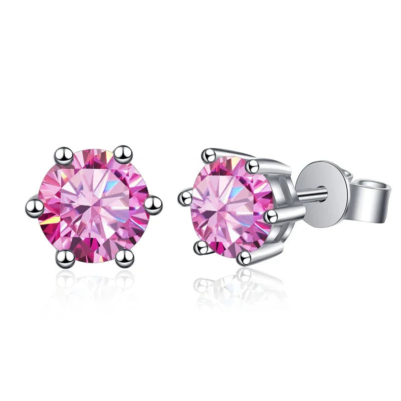 1-2 Carat D Color Moissanite Stud Earrings 925 Sterling Silver Wedding