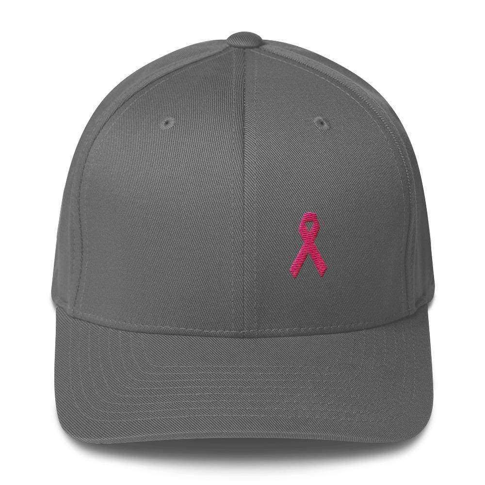 Pink Ribbon Fitted Hat - Breast Cancer Awareness Hat