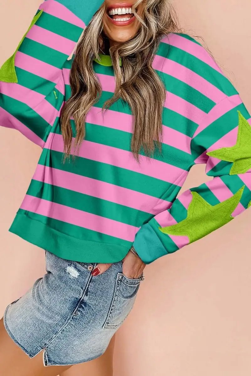 Sweatshirts & Hoodies Women's Sweatshirt - Pink Star Graphic - Casual & Comfortable Pullover