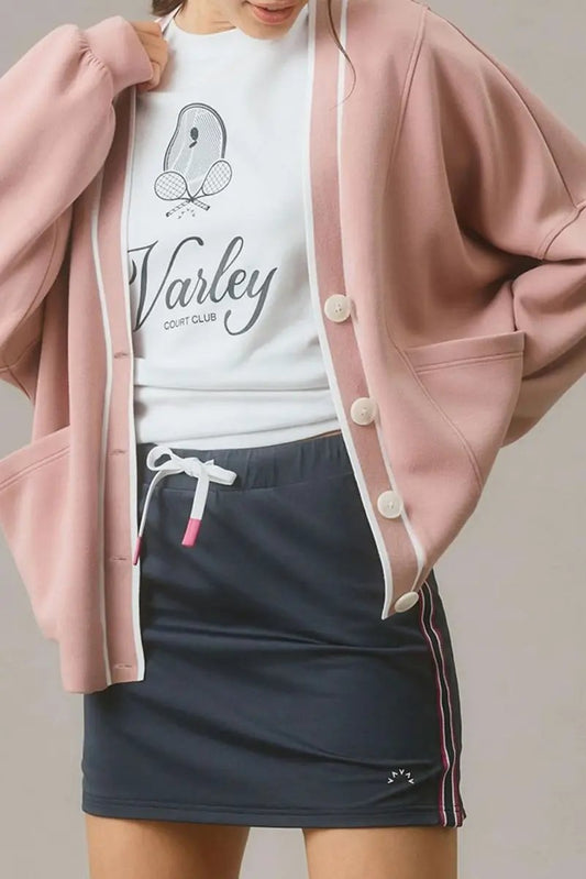 Suéteres Love Salve Cárdigan a Rayas Rosas para Mujer, Uso Diario, Ropa de Punto: Talla Grande y Bolsillos