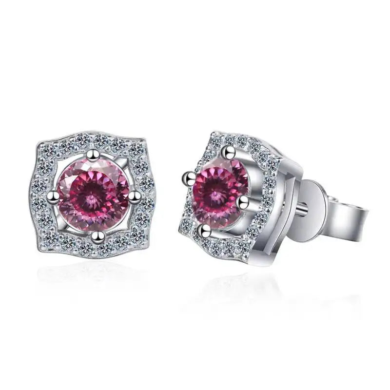 Sterling Silver Moissanite 1ct Stud Earrings Sterling 925 Lab-Created Diamond