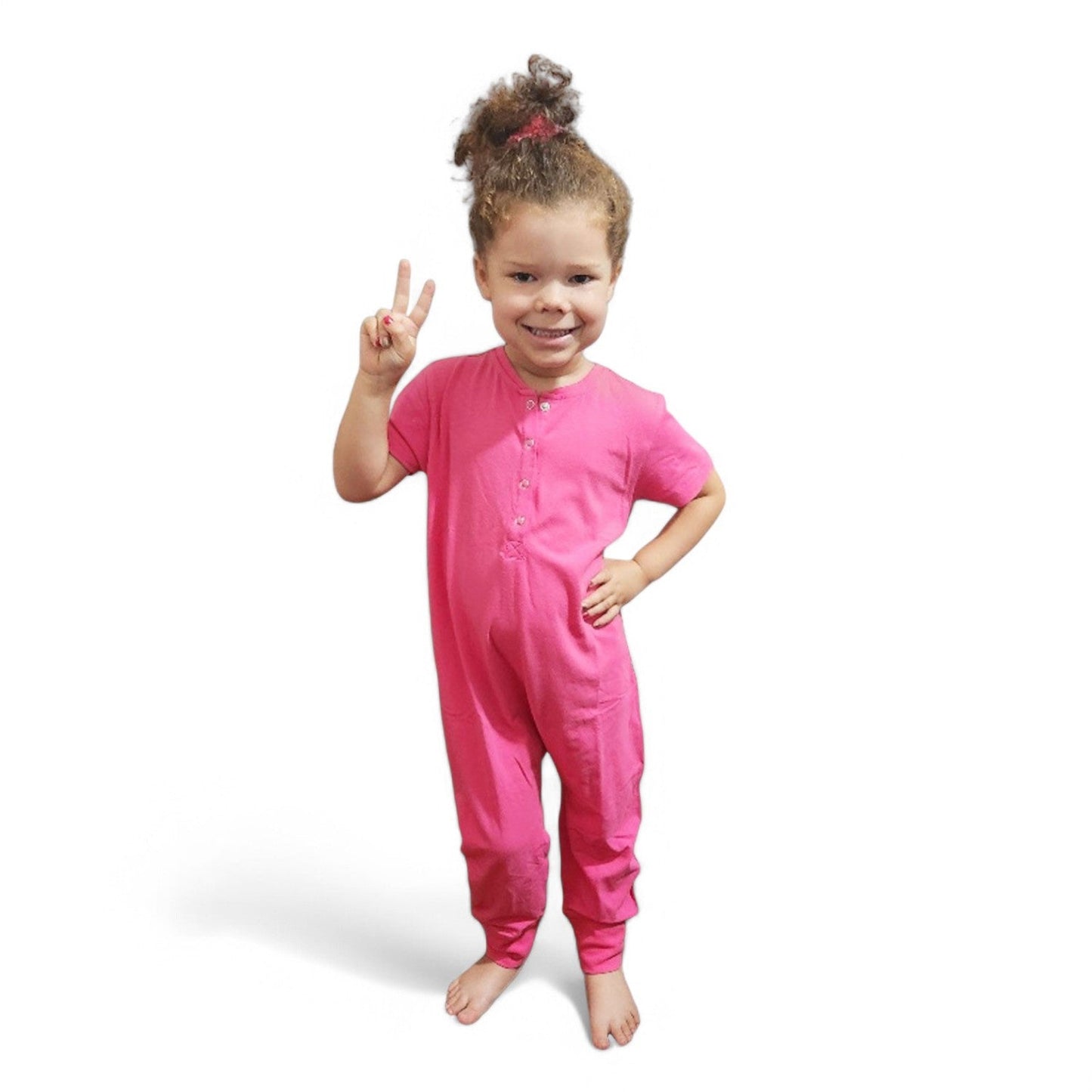 Ultimate Comfort Playsuit w Popit Chewy Sensory Bracelet-PINK