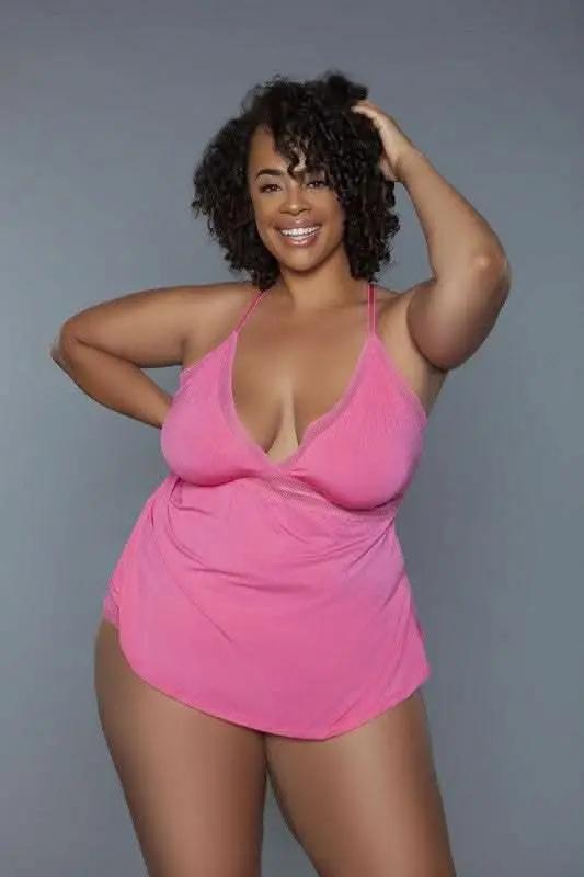 Conjunto de pantalón corto y top camisero BE WICKED Piper Premium, coral, talla 1X - Lencería y ropa de dormir para mujer