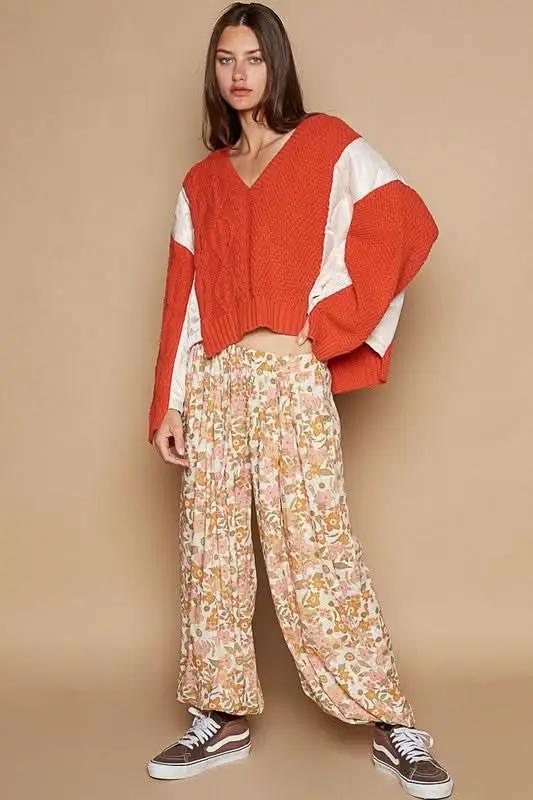 Sweater - Cable Knit V-Neck - Women's Casual Pullover