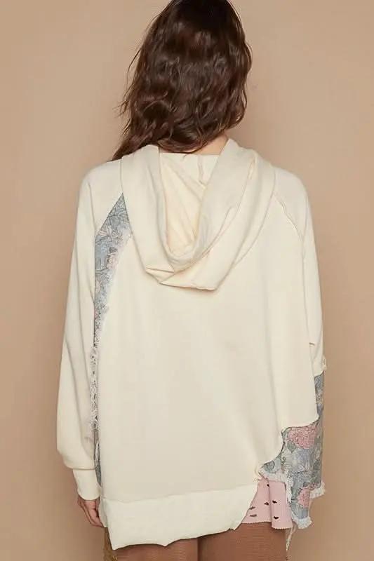 Women's Hoodie Hoodie - Floral Patchwork Distressed - Casual Versatile Fashion