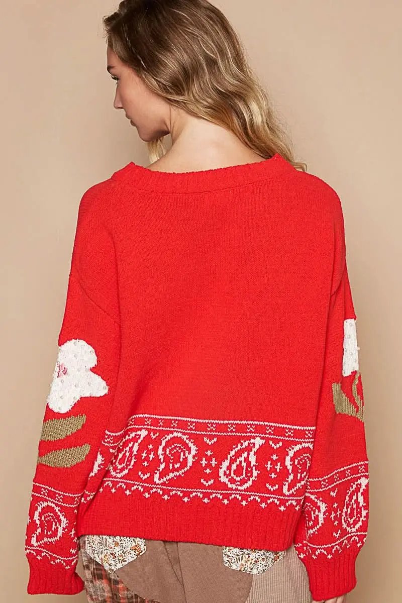 Sweaters Trendsi Flower Lace Sweater Women's Long Sleeve Knit Top USA Ship