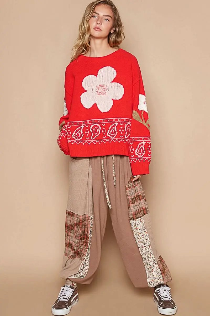 Sweaters Trendsi Flower Lace Sweater Women's Long Sleeve Knit Top USA Ship