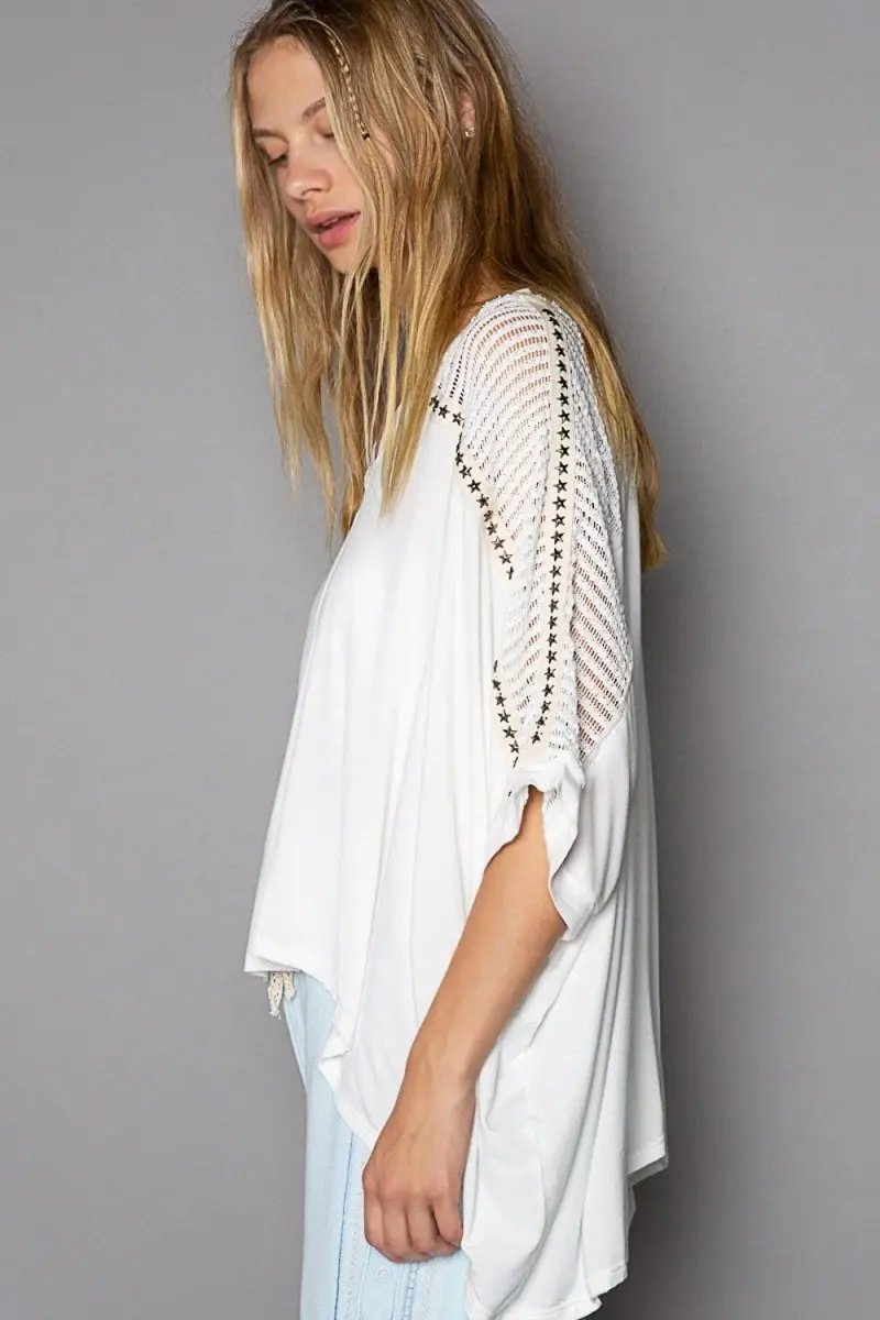 Shoes Trendsi Crochet Lace Top Women's V-Neck Studded Shirt USA Shipped