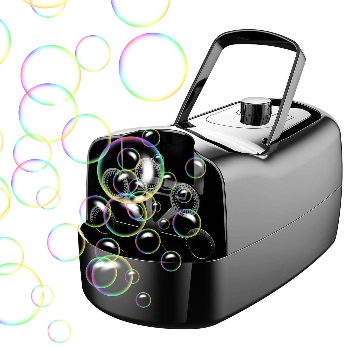 Portable Bubble Blowing Machine  with 2 Speeds Handle 3000-4000 Bubbles Per Minute Plug-In Battery Powered